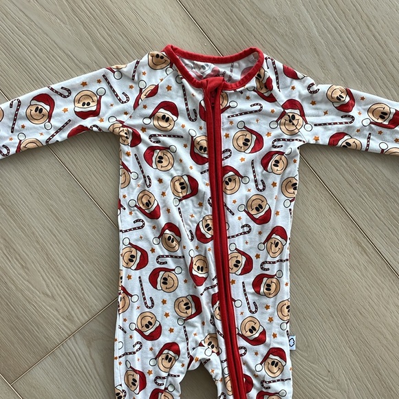 Dream Big Little Co Smiley Santa Candy Cane Bamboo Zip Up Pajamas - Picture 2 of 5